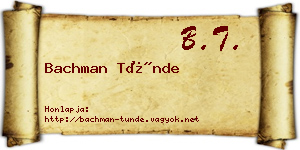 Bachman Tünde névjegykártya